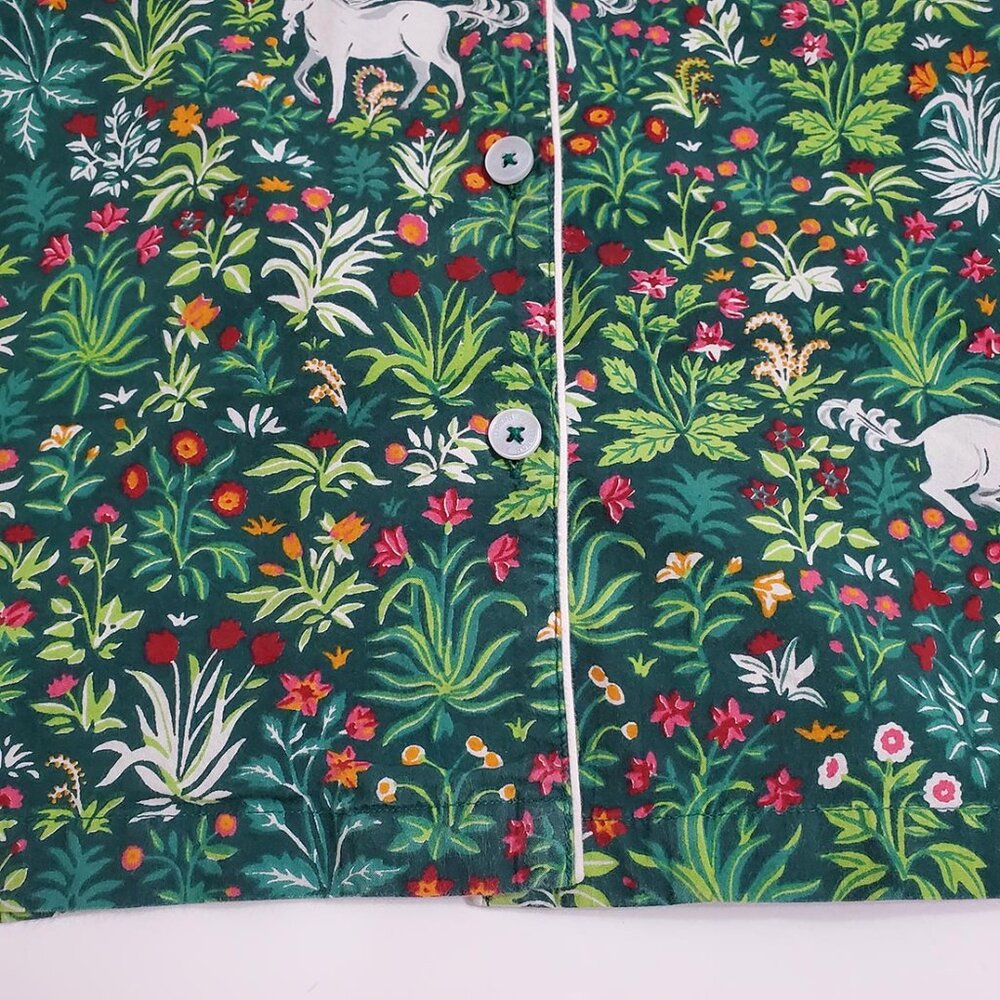PrintFresh Pajama Top M Unicorn's Garden Juniper Organic Cotton Short Sleeve - Picture 8 of 13